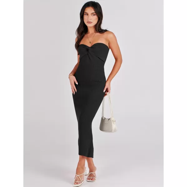 imageANRABESS Womens Strapless Long Semi Formal Dress Sexy Summer Vacation Sleeveless Bodycon Cocktail Party Sweater DressesBlack
