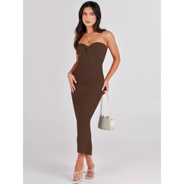 imageANRABESS Womens Strapless Long Semi Formal Dress Sexy Summer Vacation Sleeveless Bodycon Cocktail Party Sweater DressesCoffee