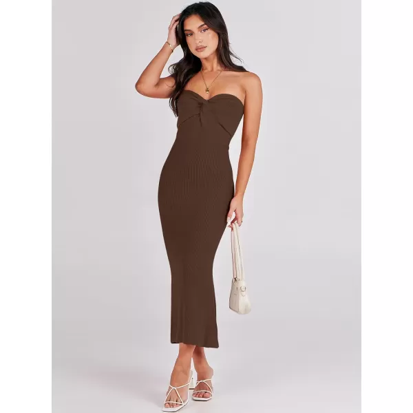 imageANRABESS Womens Strapless Long Semi Formal Dress Sexy Summer Vacation Sleeveless Bodycon Cocktail Party Sweater DressesCoffee