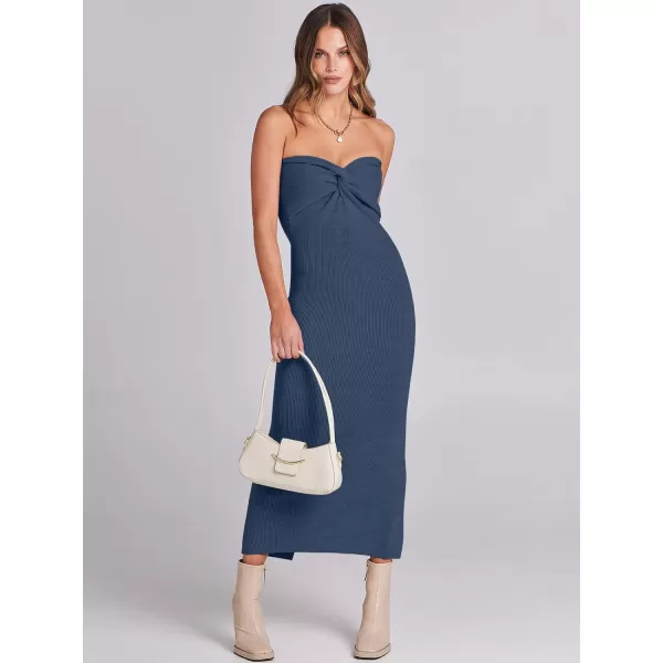 imageANRABESS Womens Strapless Long Semi Formal Dress Sexy Summer Vacation Sleeveless Bodycon Cocktail Party Sweater DressesDusty Blue