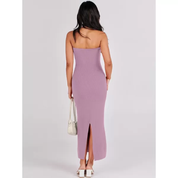 imageANRABESS Womens Strapless Long Semi Formal Dress Sexy Summer Vacation Sleeveless Bodycon Cocktail Party Sweater DressesLight Purple