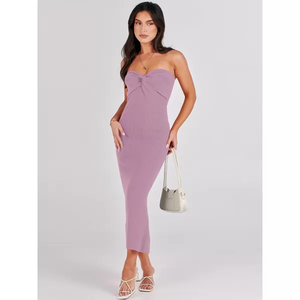 imageANRABESS Womens Strapless Long Semi Formal Dress Sexy Summer Vacation Sleeveless Bodycon Cocktail Party Sweater DressesLight Purple
