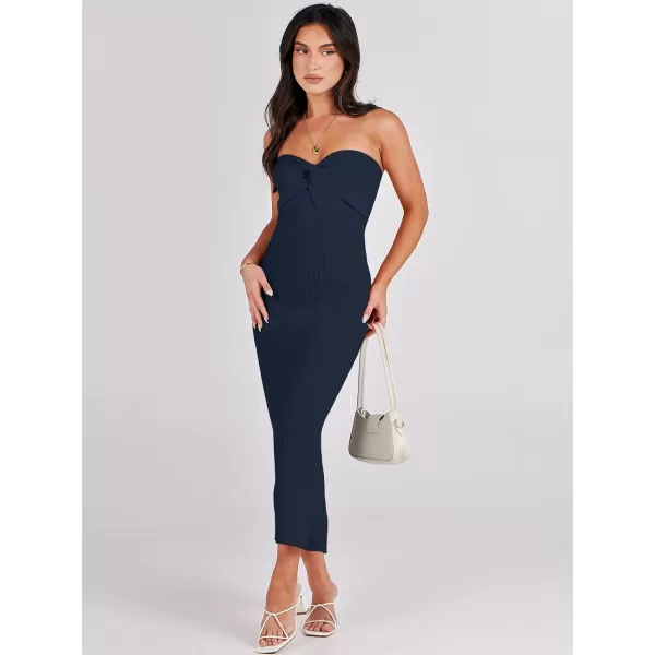 imageANRABESS Womens Strapless Long Semi Formal Dress Sexy Summer Vacation Sleeveless Bodycon Cocktail Party Sweater DressesNavy Blue