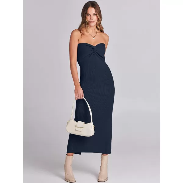 imageANRABESS Womens Strapless Long Semi Formal Dress Sexy Summer Vacation Sleeveless Bodycon Cocktail Party Sweater DressesNavy Blue