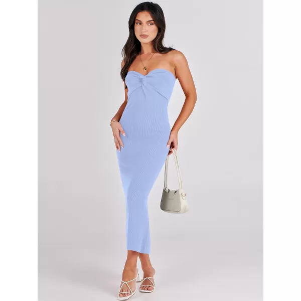 imageANRABESS Womens Strapless Long Semi Formal Dress Sexy Summer Vacation Sleeveless Bodycon Cocktail Party Sweater DressesSky