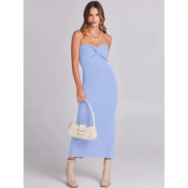 imageANRABESS Womens Strapless Long Semi Formal Dress Sexy Summer Vacation Sleeveless Bodycon Cocktail Party Sweater DressesSky