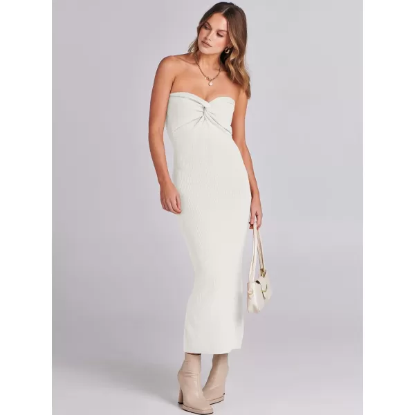 imageANRABESS Womens Strapless Long Semi Formal Dress Sexy Summer Vacation Sleeveless Bodycon Cocktail Party Sweater DressesWhite