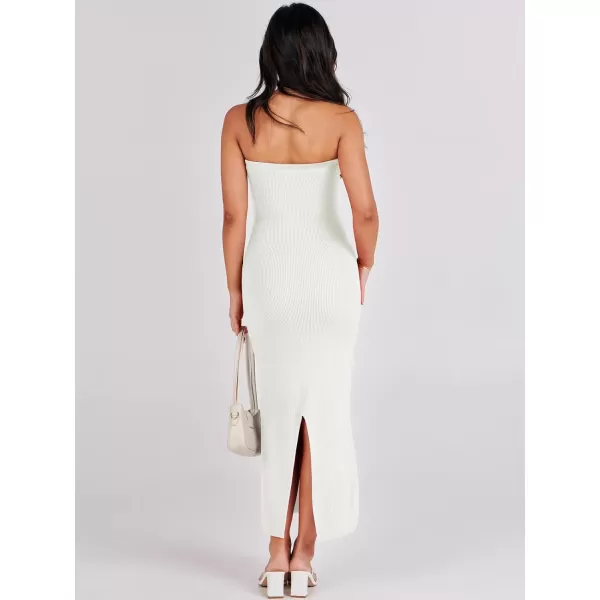 imageANRABESS Womens Strapless Long Semi Formal Dress Sexy Summer Vacation Sleeveless Bodycon Cocktail Party Sweater DressesWhite