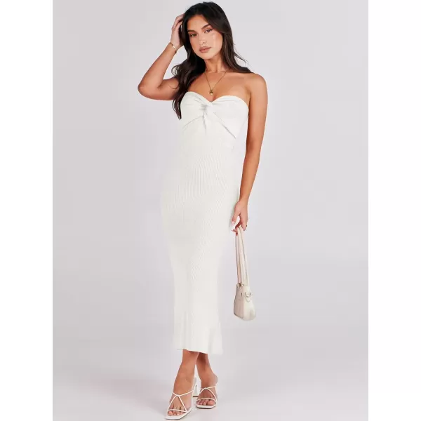 imageANRABESS Womens Strapless Long Semi Formal Dress Sexy Summer Vacation Sleeveless Bodycon Cocktail Party Sweater DressesWhite