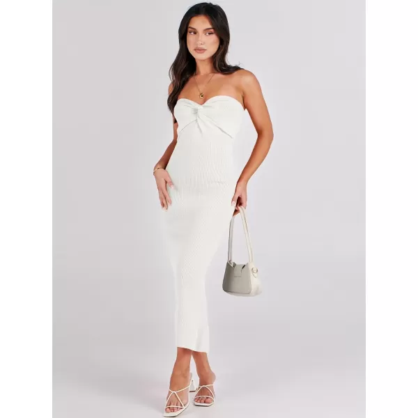 imageANRABESS Womens Strapless Long Semi Formal Dress Sexy Summer Vacation Sleeveless Bodycon Cocktail Party Sweater DressesWhite