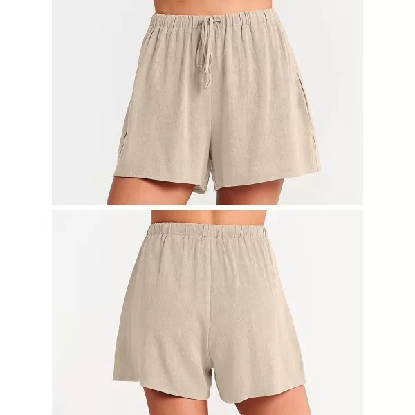 imageANRABESS Womens Summer 2 Piece Outfits Shorts Sets Sleeveless Crop Top Tank and High Waisted Shorts Romper PocketsApricot