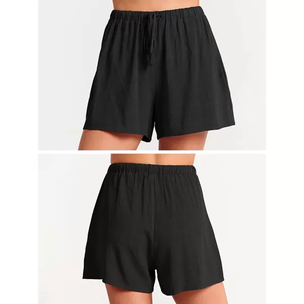 imageANRABESS Womens Summer 2 Piece Outfits Shorts Sets Sleeveless Crop Top Tank and High Waisted Shorts Romper PocketsBlack