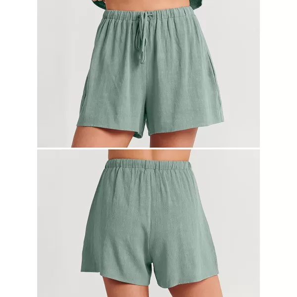 imageANRABESS Womens Summer 2 Piece Outfits Shorts Sets Sleeveless Crop Top Tank and High Waisted Shorts Romper PocketsCyan