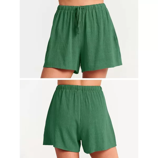 imageANRABESS Womens Summer 2 Piece Outfits Shorts Sets Sleeveless Crop Top Tank and High Waisted Shorts Romper PocketsGrass