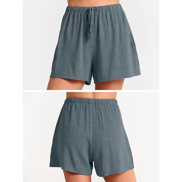 imageANRABESS Womens Summer 2 Piece Outfits Shorts Sets Sleeveless Crop Top Tank and High Waisted Shorts Romper PocketsGrey Blue