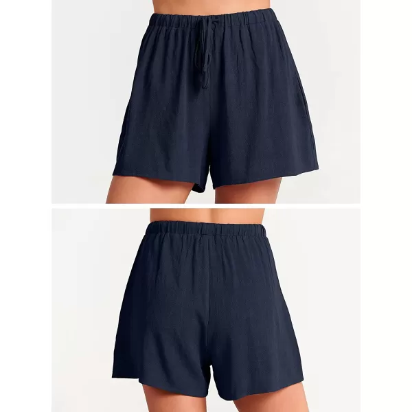 imageANRABESS Womens Summer 2 Piece Outfits Shorts Sets Sleeveless Crop Top Tank and High Waisted Shorts Romper PocketsNavy Blue
