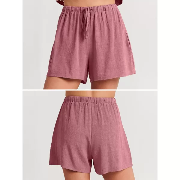 imageANRABESS Womens Summer 2 Piece Outfits Shorts Sets Sleeveless Crop Top Tank and High Waisted Shorts Romper PocketsPink