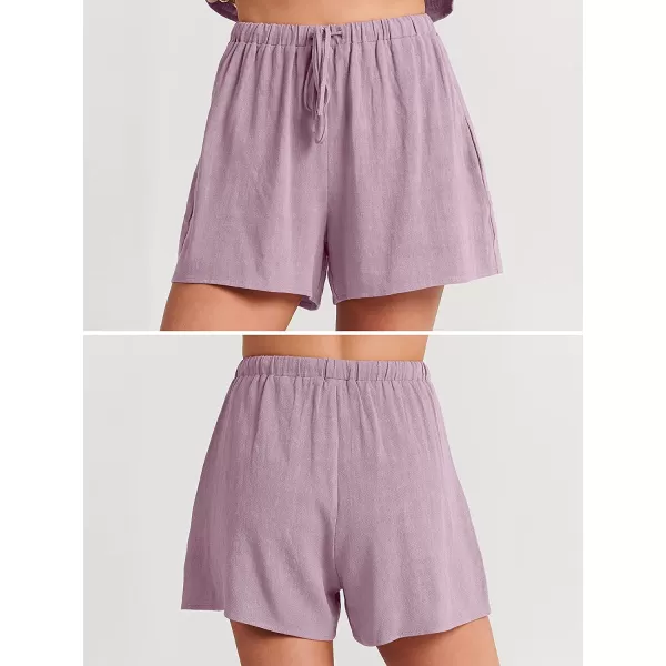 imageANRABESS Womens Summer 2 Piece Outfits Shorts Sets Sleeveless Crop Top Tank and High Waisted Shorts Romper PocketsPurple