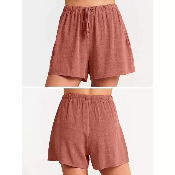 imageANRABESS Womens Summer 2 Piece Outfits Shorts Sets Sleeveless Crop Top Tank and High Waisted Shorts Romper PocketsRust
