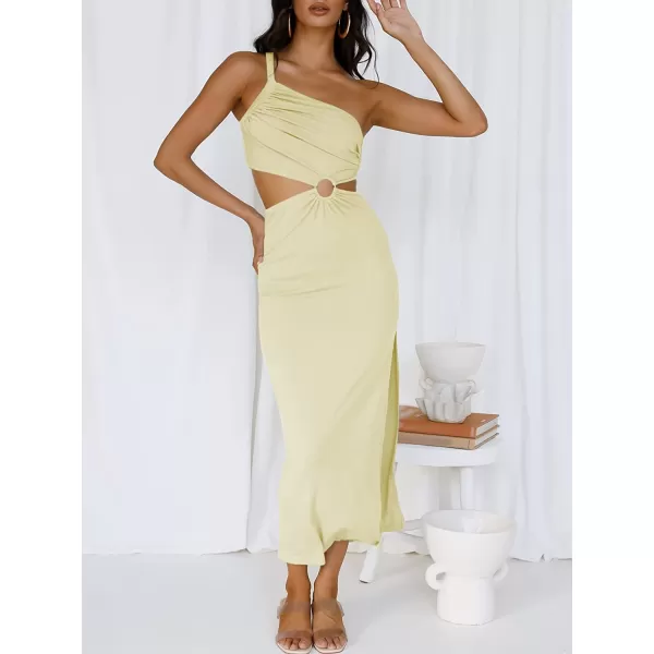 imageANRABESS Womens Summer Bodycon Maxi Dress One Shoulder Sleeveless Sexy Cut Out Formal Party DressAlmond