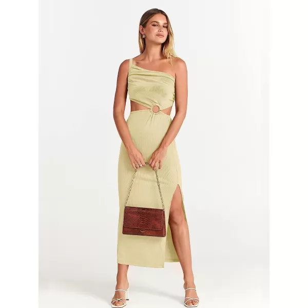imageANRABESS Womens Summer Bodycon Maxi Dress One Shoulder Sleeveless Sexy Cut Out Formal Party DressAlmond