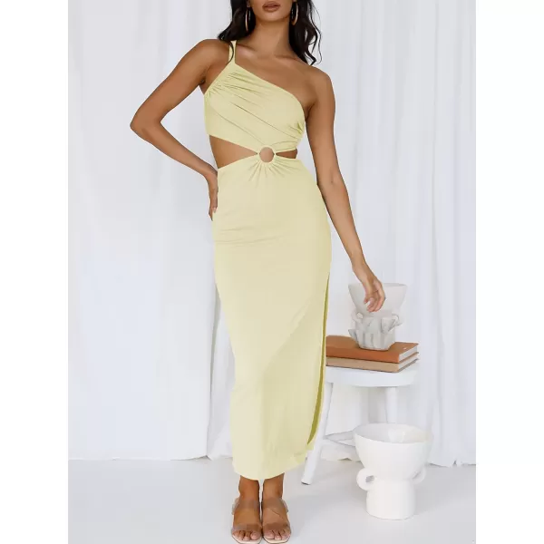 imageANRABESS Womens Summer Bodycon Maxi Dress One Shoulder Sleeveless Sexy Cut Out Formal Party DressAlmond