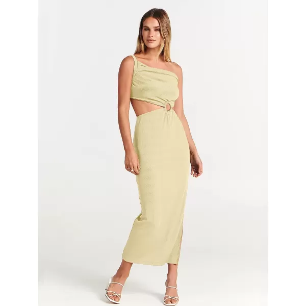 imageANRABESS Womens Summer Bodycon Maxi Dress One Shoulder Sleeveless Sexy Cut Out Formal Party DressAlmond