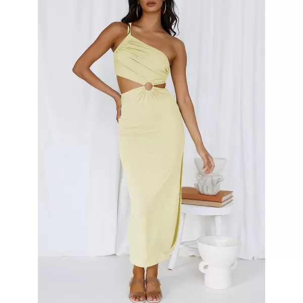 imageANRABESS Womens Summer Bodycon Maxi Dress One Shoulder Sleeveless Sexy Cut Out Formal Party DressAlmond