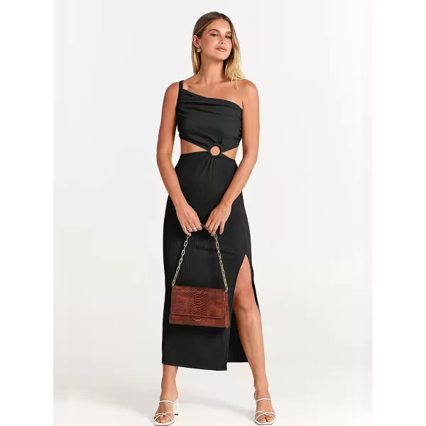 imageANRABESS Womens Summer Bodycon Maxi Dress One Shoulder Sleeveless Sexy Cut Out Formal Party DressBlack