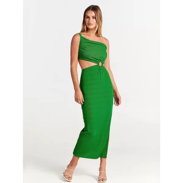 imageANRABESS Womens Summer Bodycon Maxi Dress One Shoulder Sleeveless Sexy Cut Out Formal Party DressGrass