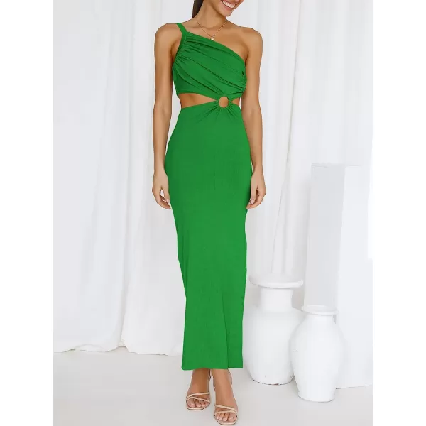 imageANRABESS Womens Summer Bodycon Maxi Dress One Shoulder Sleeveless Sexy Cut Out Formal Party DressGrass
