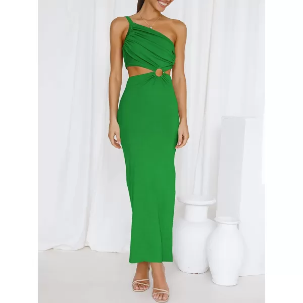 imageANRABESS Womens Summer Bodycon Maxi Dress One Shoulder Sleeveless Sexy Cut Out Formal Party DressGrass