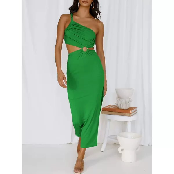 imageANRABESS Womens Summer Bodycon Maxi Dress One Shoulder Sleeveless Sexy Cut Out Formal Party DressGrass