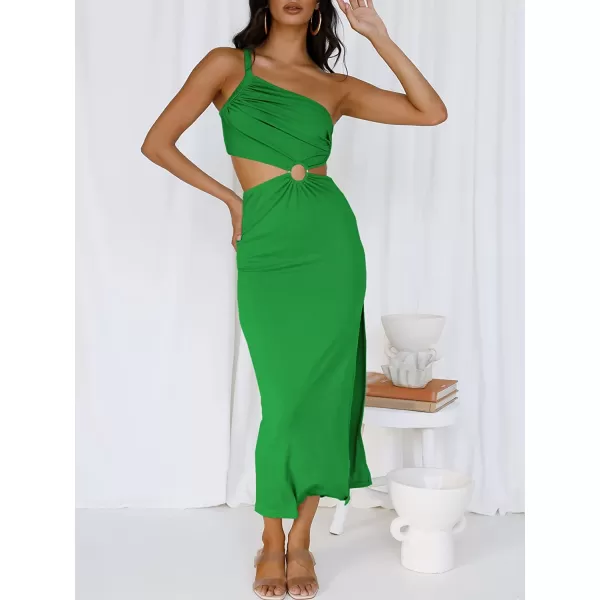imageANRABESS Womens Summer Bodycon Maxi Dress One Shoulder Sleeveless Sexy Cut Out Formal Party DressGrass