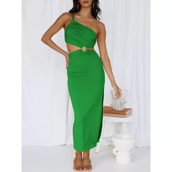 imageANRABESS Womens Summer Bodycon Maxi Dress One Shoulder Sleeveless Sexy Cut Out Formal Party DressGrass