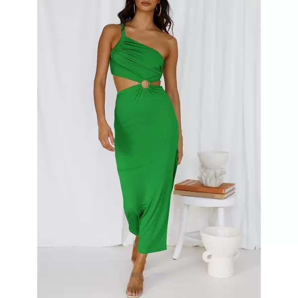 imageANRABESS Womens Summer Bodycon Maxi Dress One Shoulder Sleeveless Sexy Cut Out Formal Party DressGrass