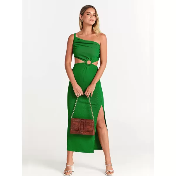imageANRABESS Womens Summer Bodycon Maxi Dress One Shoulder Sleeveless Sexy Cut Out Formal Party DressGrass