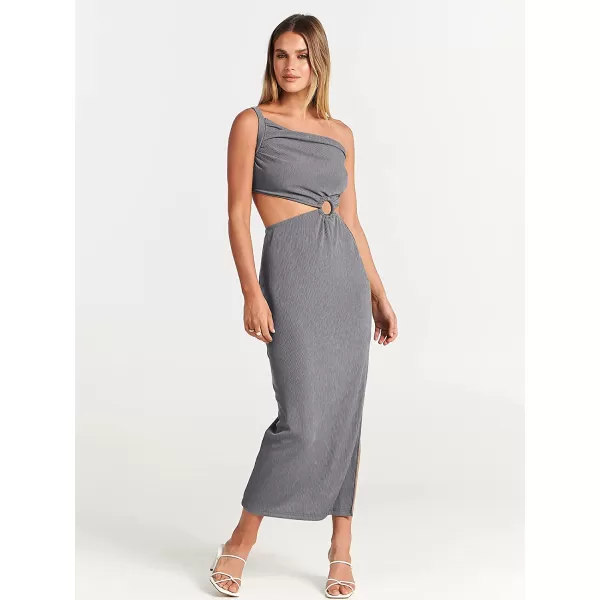 imageANRABESS Womens Summer Bodycon Maxi Dress One Shoulder Sleeveless Sexy Cut Out Formal Party DressGray