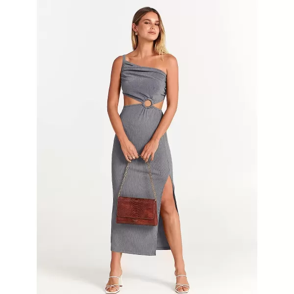 imageANRABESS Womens Summer Bodycon Maxi Dress One Shoulder Sleeveless Sexy Cut Out Formal Party DressGray