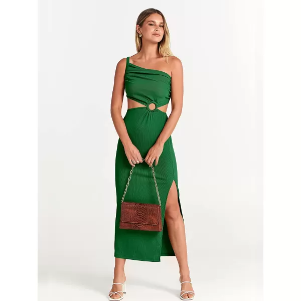 imageANRABESS Womens Summer Bodycon Maxi Dress One Shoulder Sleeveless Sexy Cut Out Formal Party DressGreen