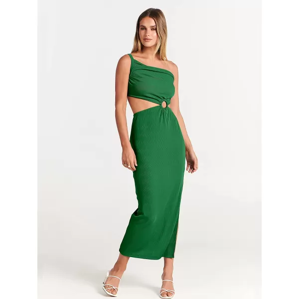 imageANRABESS Womens Summer Bodycon Maxi Dress One Shoulder Sleeveless Sexy Cut Out Formal Party DressGreen