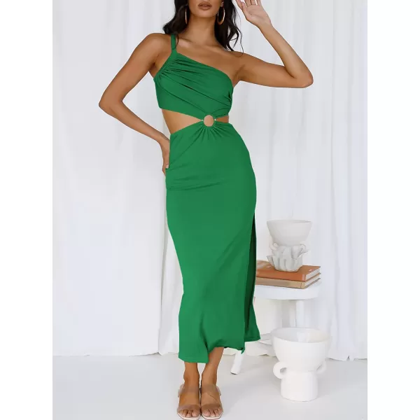 imageANRABESS Womens Summer Bodycon Maxi Dress One Shoulder Sleeveless Sexy Cut Out Formal Party DressGreen