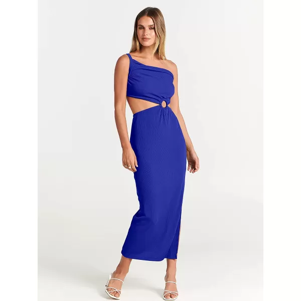 imageANRABESS Womens Summer Bodycon Maxi Dress One Shoulder Sleeveless Sexy Cut Out Formal Party DressRoyal Blue
