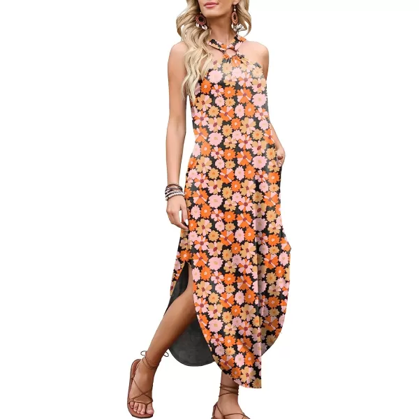imageANRABESS Womens Summer Casual Criss Cross Sundress Sleeveless Split Maxi Long Beach Dress with PocketsPrint 03