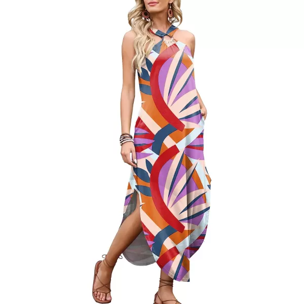 imageANRABESS Womens Summer Casual Criss Cross Sundress Sleeveless Split Maxi Long Beach Dress with PocketsPrint 05