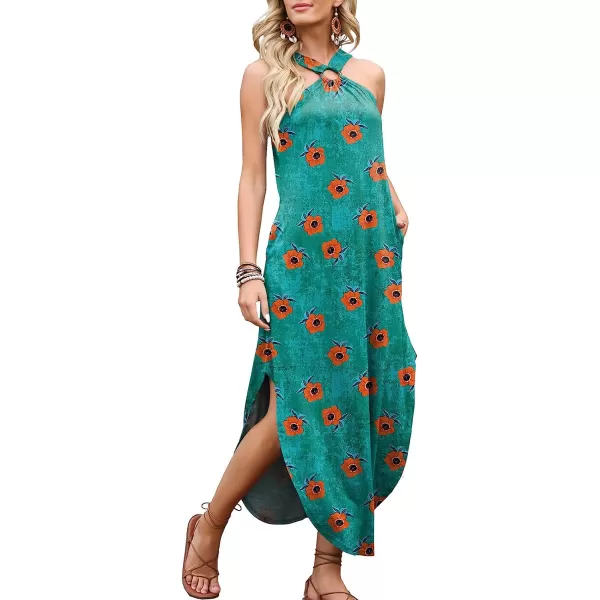 imageANRABESS Womens Summer Casual Criss Cross Sundress Sleeveless Split Maxi Long Beach Dress with PocketsPrint 07