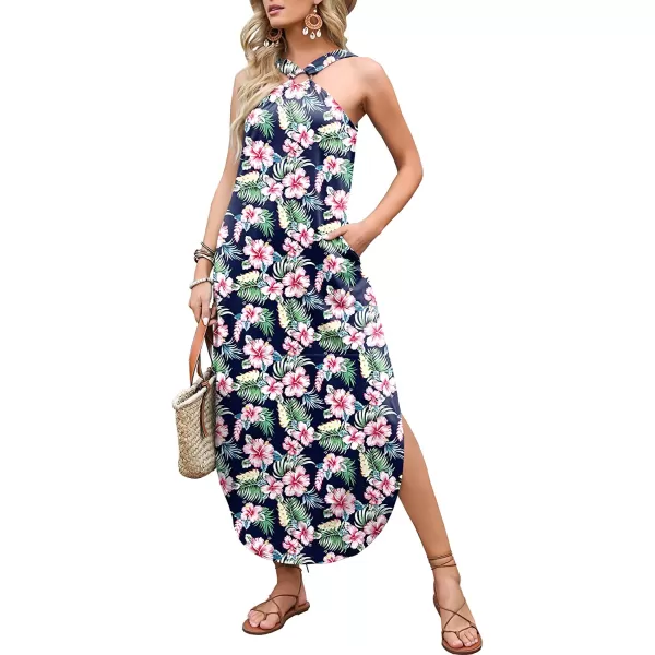 imageANRABESS Womens Summer Casual Criss Cross Sundress Sleeveless Split Maxi Long Beach Dress with PocketsPrint B