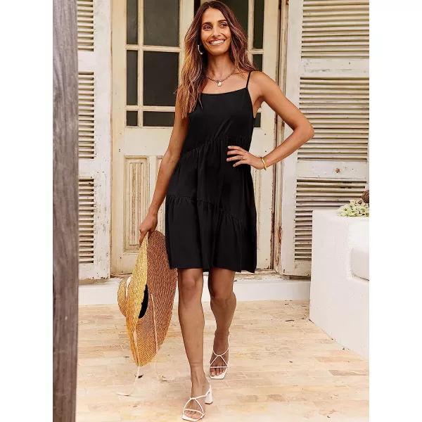 imageANRABESS Womens Summer Casual Dress Adjustable Spaghetti Strap Beach Cover Up Tank Mini DressesBlack