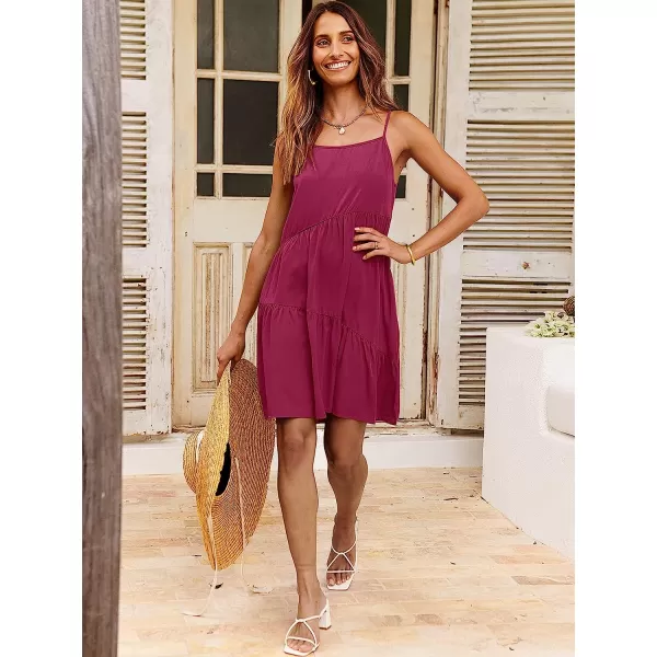 imageANRABESS Womens Summer Casual Dress Adjustable Spaghetti Strap Beach Cover Up Tank Mini DressesRose