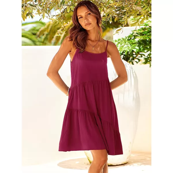 imageANRABESS Womens Summer Casual Dress Adjustable Spaghetti Strap Beach Cover Up Tank Mini DressesRose